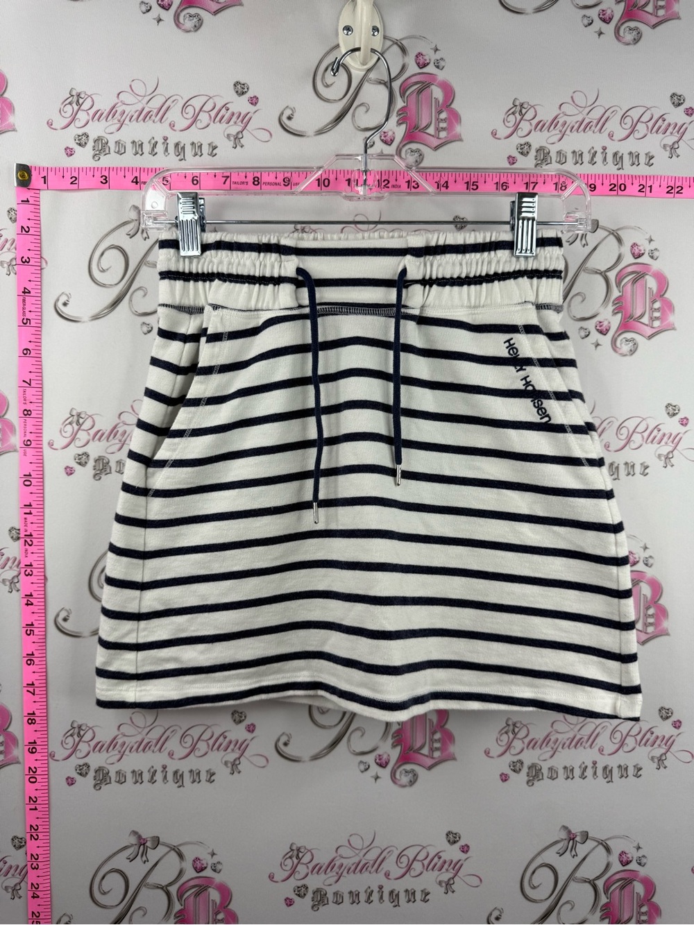 Helly Hansen skirt mini White & Navy Striped Drawstring Mini Skirt